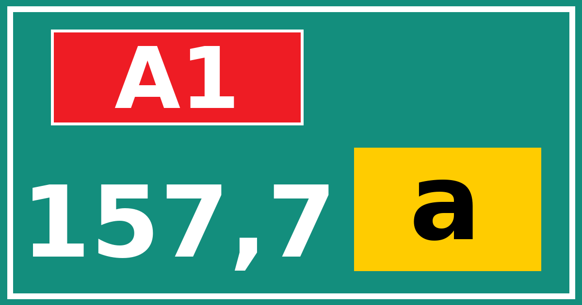 Hectometerbord A1 157,7 letter a