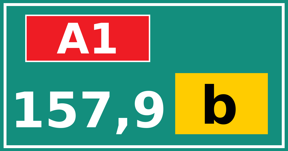 Hectometerbord A1 157,9 letter b