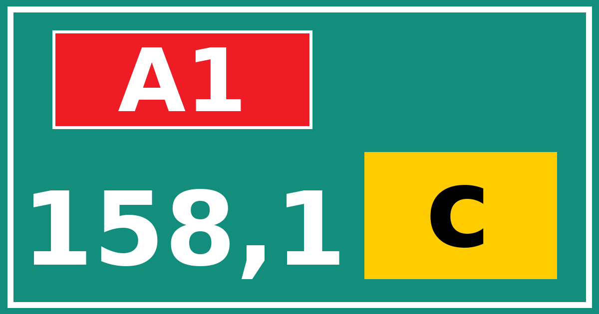 Hectometerbord A1 158,1 letter c