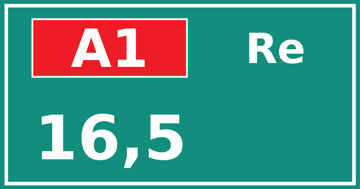 Hectometerbord A1 16,5 zijde Re
