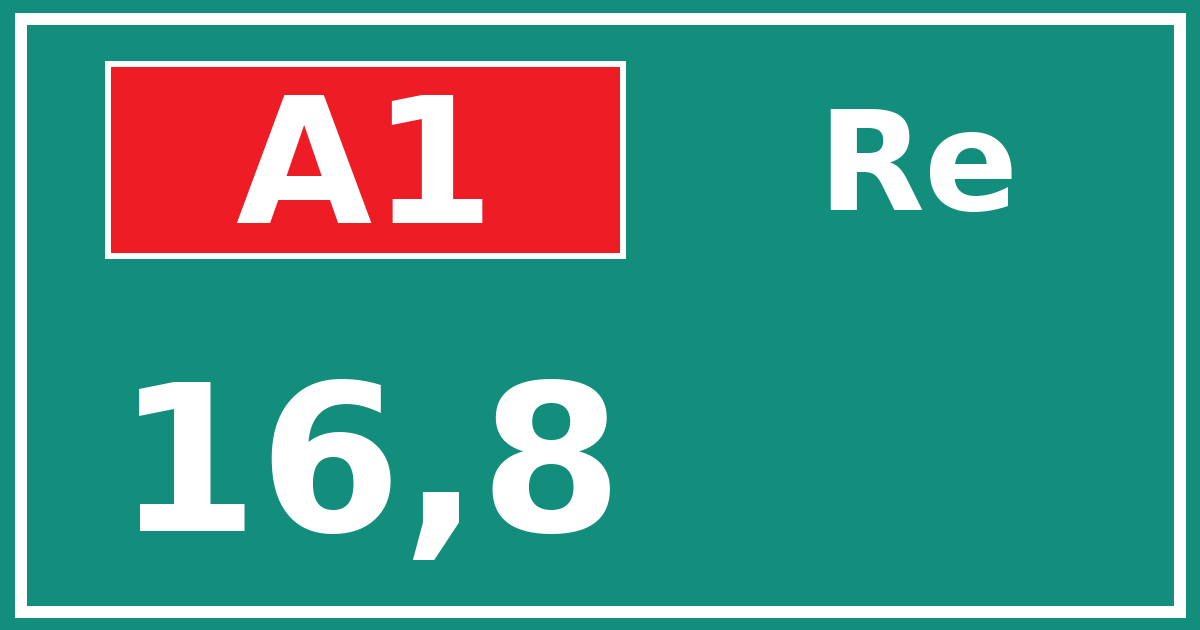 Hectometerbord A1 16,8 zijde Re