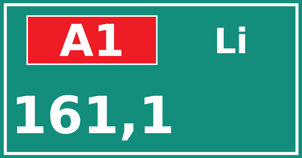 Hectometerbord A1 161,1 zijde Li