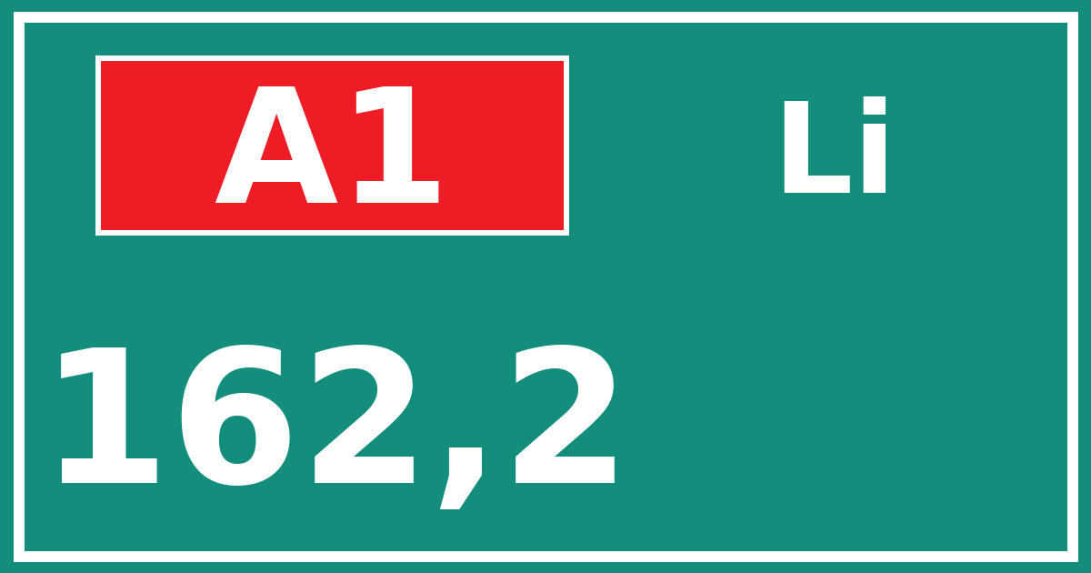 Hectometerbord A1 162,2 zijde Li