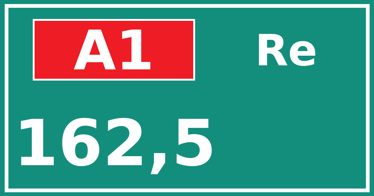 Hectometerbord A1 162,5 zijde Re