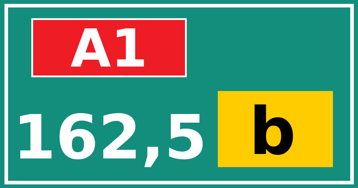 Hectometerbord A1 162,5 letter b