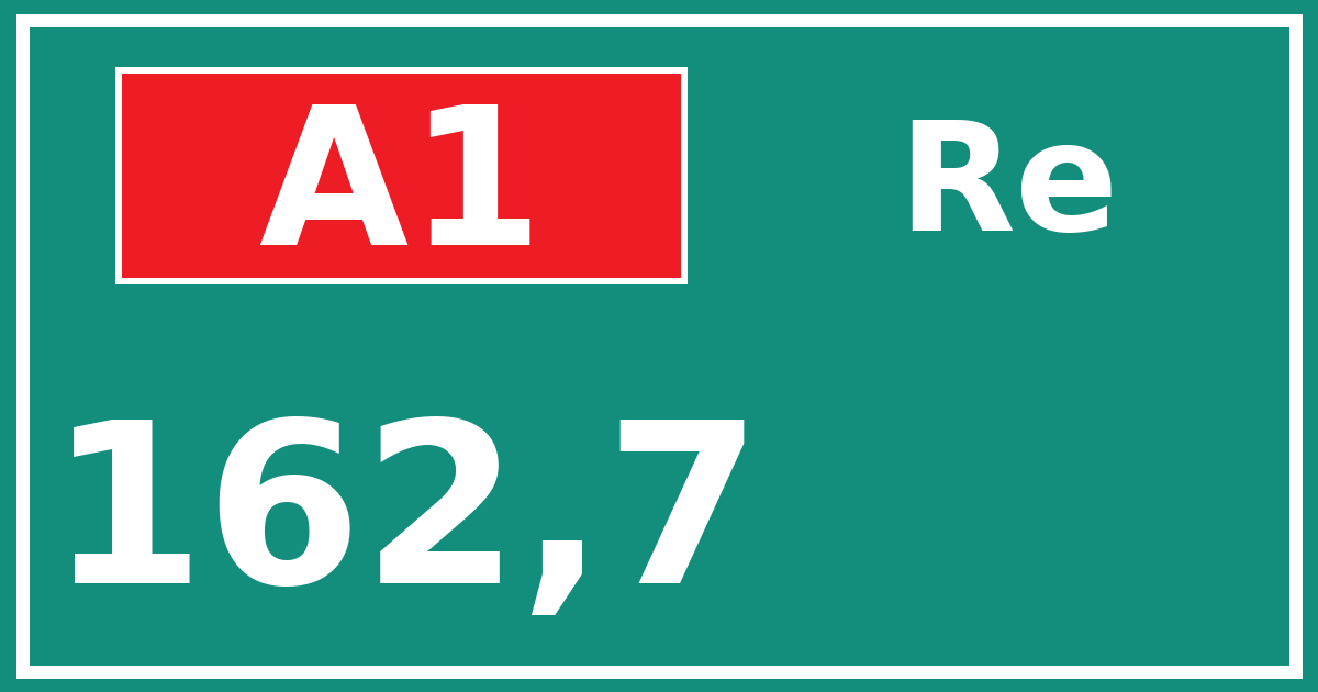 Hectometerbord A1 162,7 zijde Re