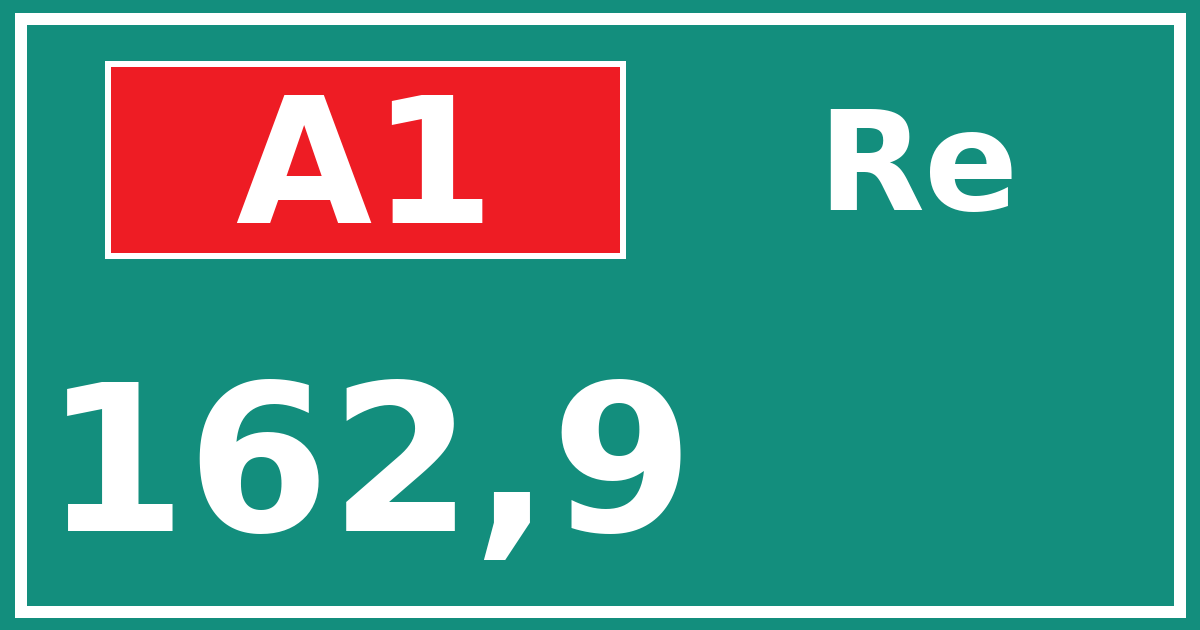 Hectometerbord A1 162,9 zijde Re