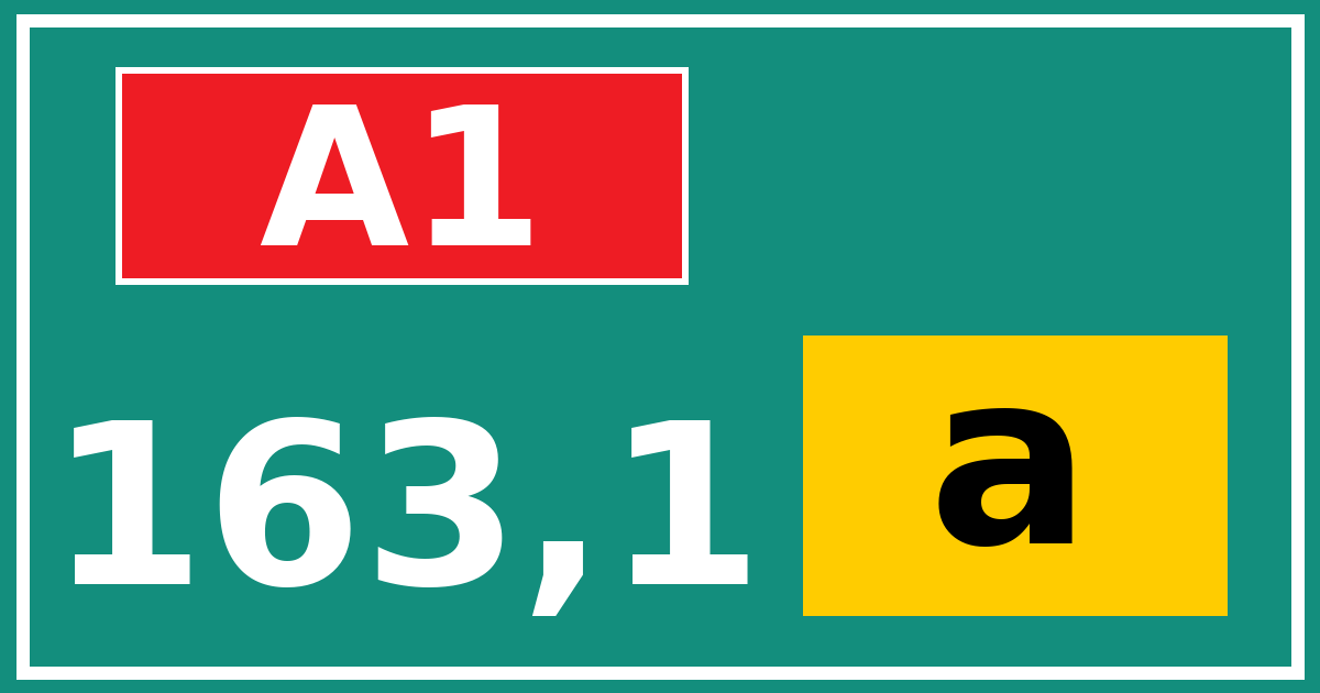 Hectometerbord A1 163,1 letter a