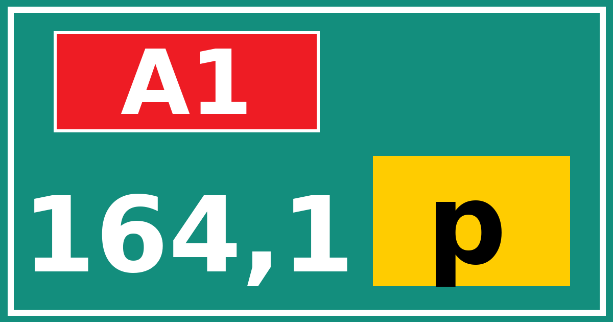 Hectometerbord A1 164,1 letter p