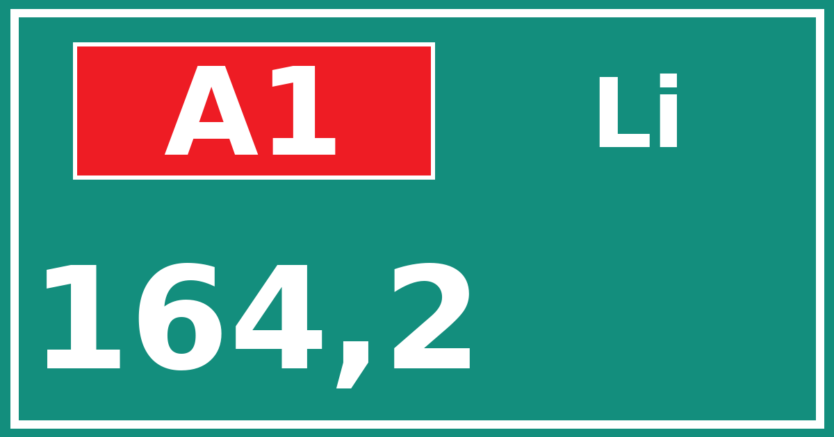 Hectometerbord A1 164,2 zijde Li
