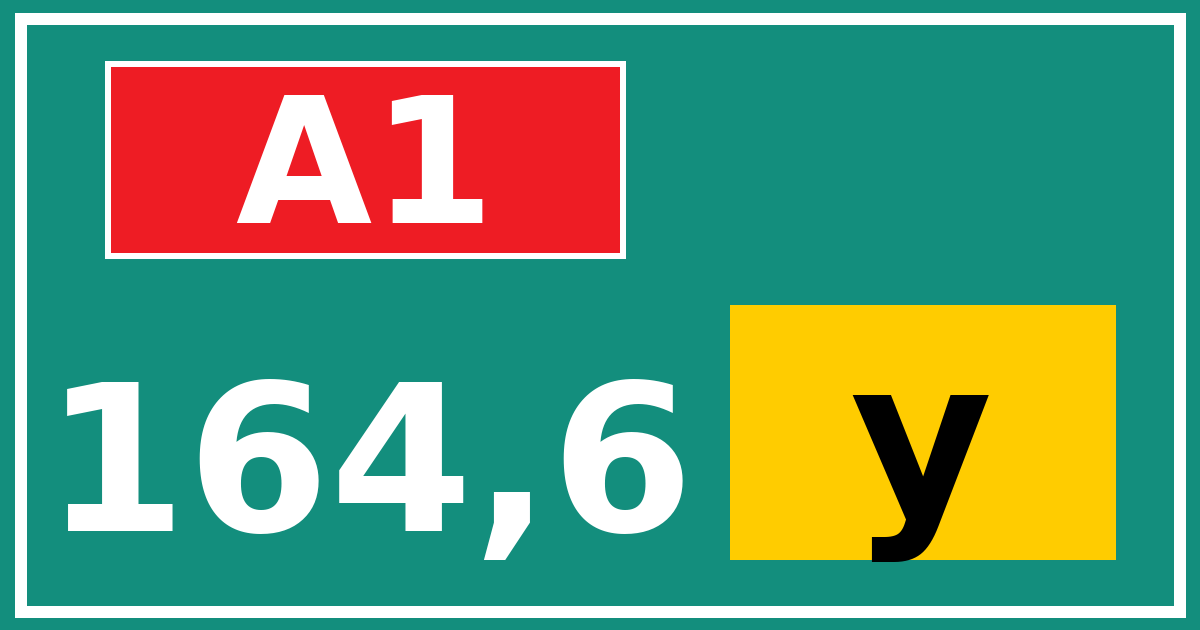 Hectometerbord A1 164,6 letter y