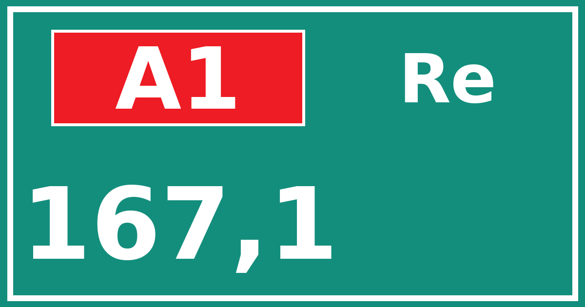 Hectometerbord A1 167,1 zijde Re