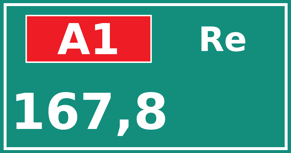 Hectometerbord A1 167,8 zijde Re