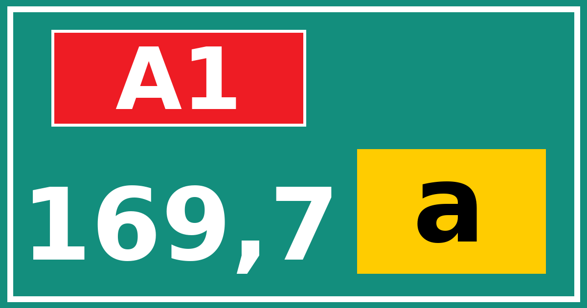 Hectometerbord A1 169,7 letter a
