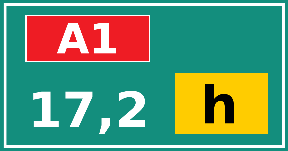 Hectometerbord A1 17,2 letter h