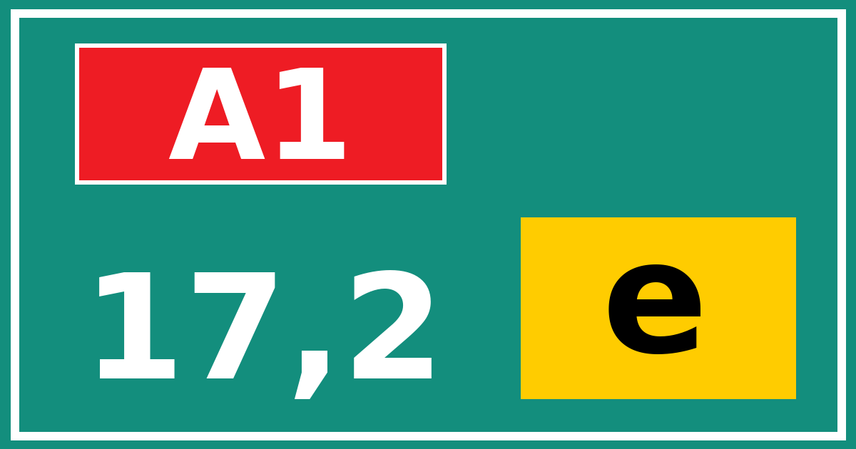 Hectometerbord A1 17,2 letter e