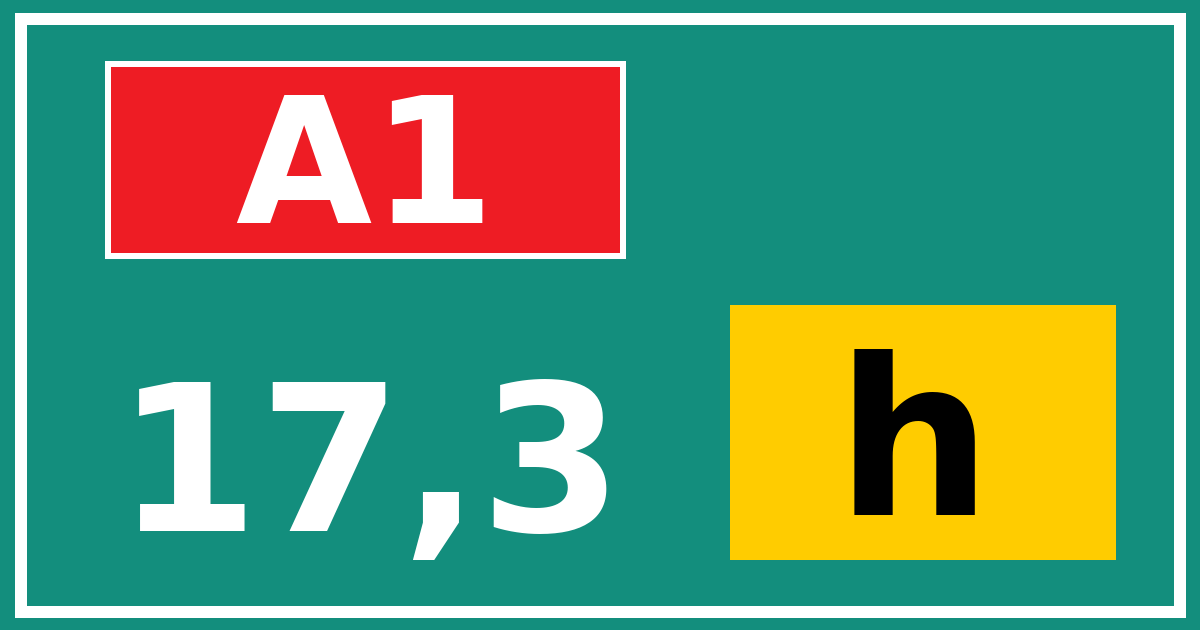 Hectometerbord A1 17,3 letter h