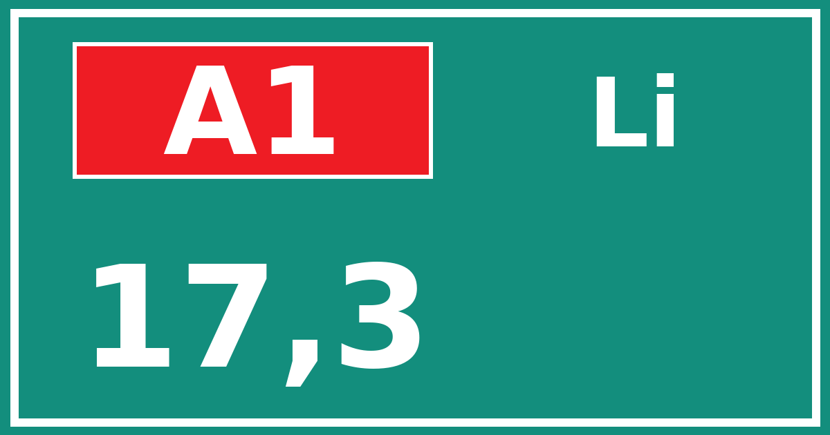 Hectometerbord A1 17,3 zijde Li