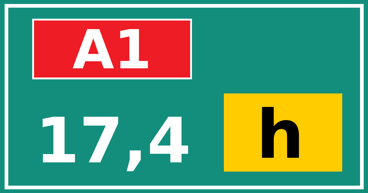 Hectometerbord A1 17,4 letter h