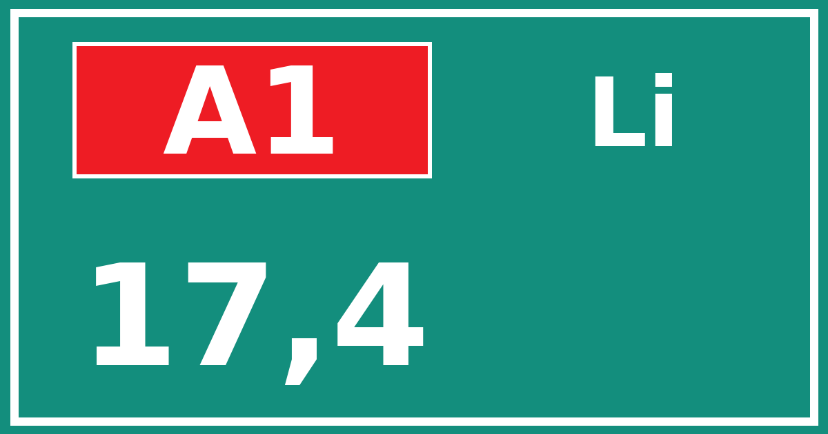 Hectometerbord A1 17,4 zijde Li