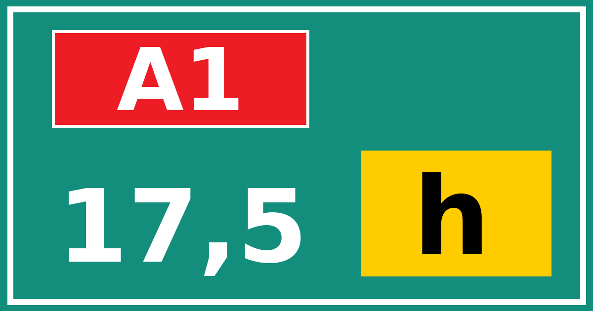Hectometerbord A1 17,5 letter h