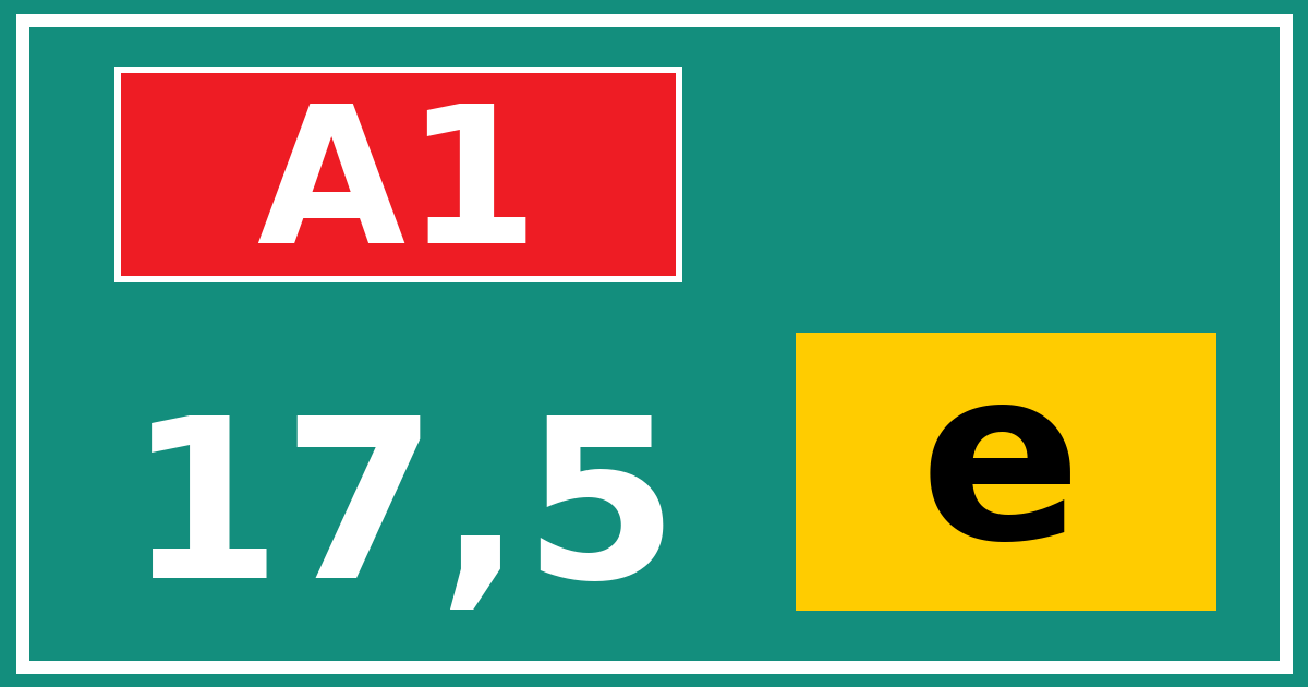Hectometerbord A1 17,5 letter e
