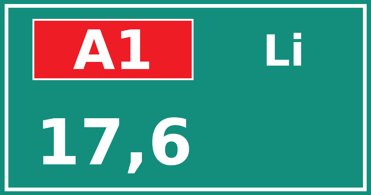 Hectometerbord A1 17,6 zijde Li