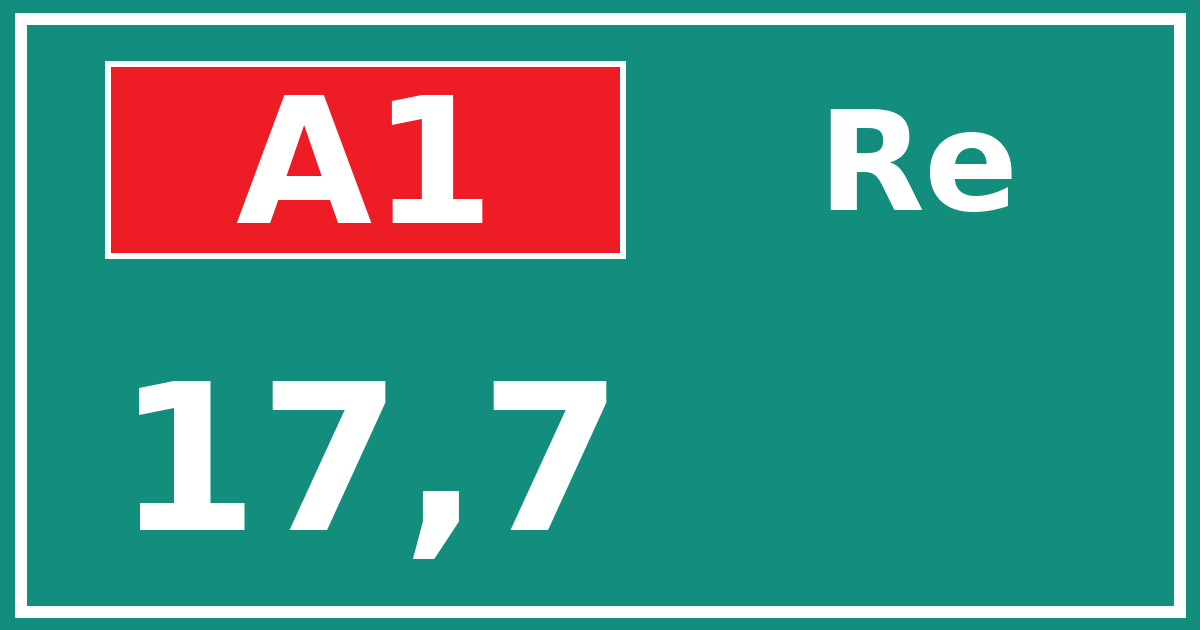 Hectometerbord A1 17,7 zijde Re