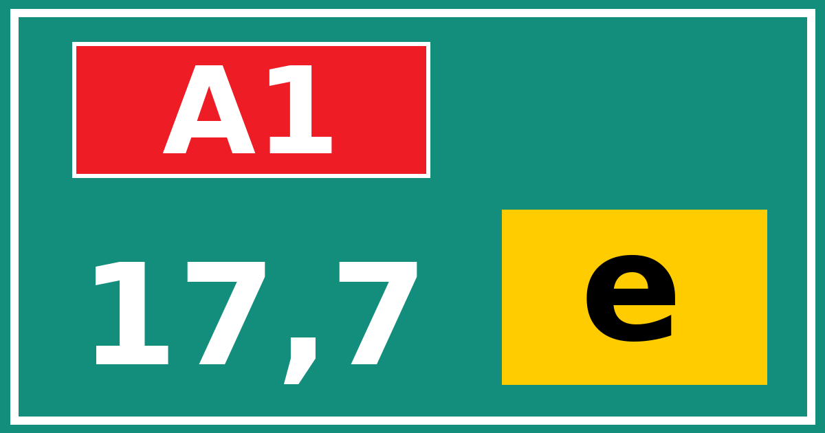 Hectometerbord A1 17,7 letter e