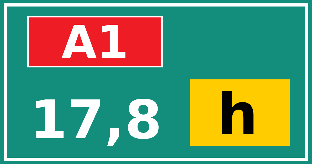 Hectometerbord A1 17,8 letter h