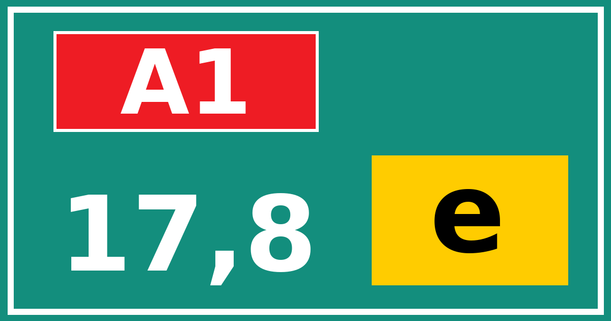 Hectometerbord A1 17,8 letter e