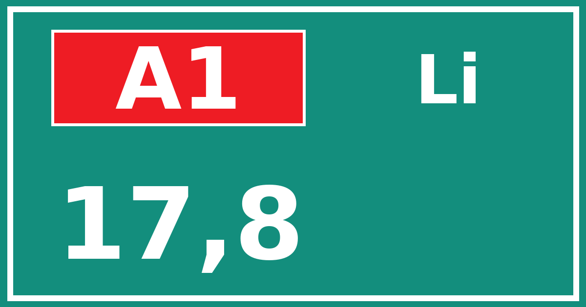 Hectometerbord A1 17,8 zijde Li