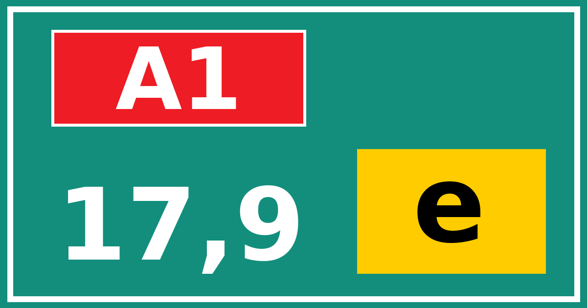 Hectometerbord A1 17,9 letter e