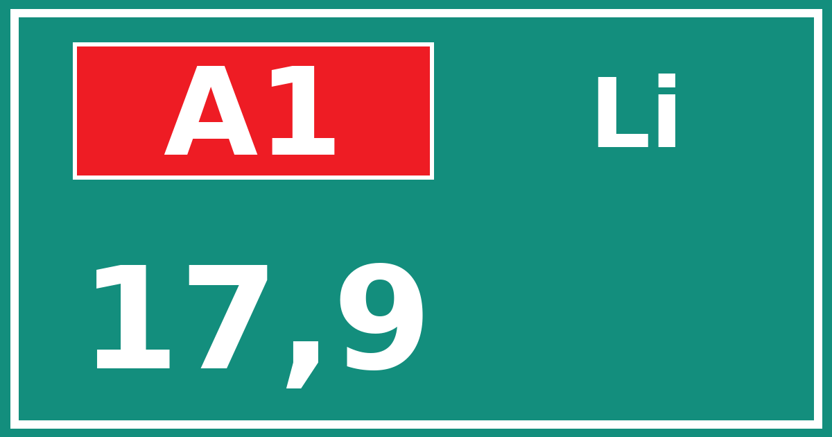 Hectometerbord A1 17,9 zijde Li