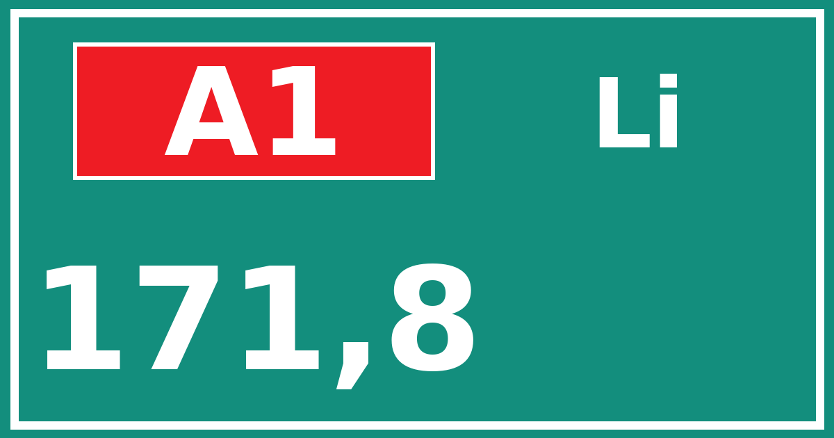 Hectometerbord A1 171,8 zijde Li
