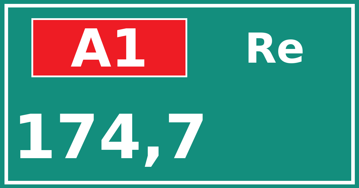 Hectometerbord A1 174,7 zijde Re