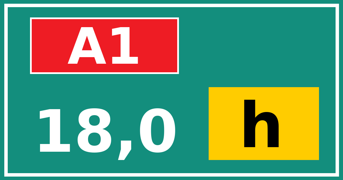 Hectometerbord A1 18,0 letter h