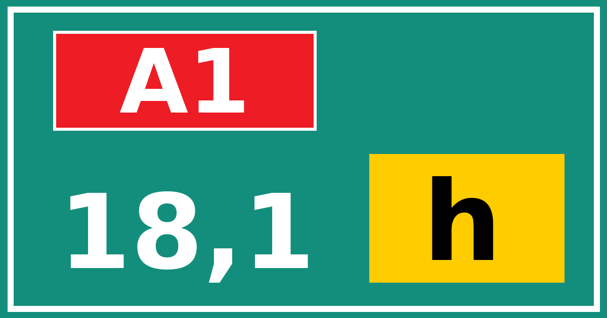 Hectometerbord A1 18,1 letter h