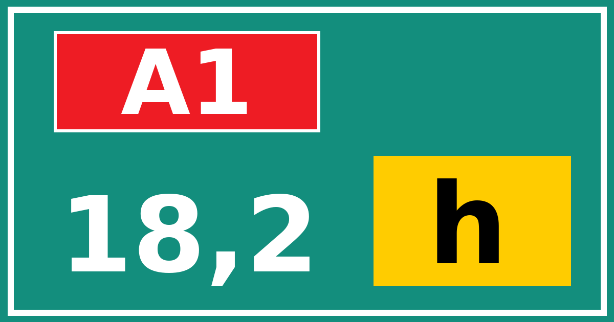Hectometerbord A1 18,2 letter h