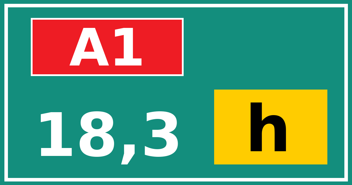 Hectometerbord A1 18,3 letter h
