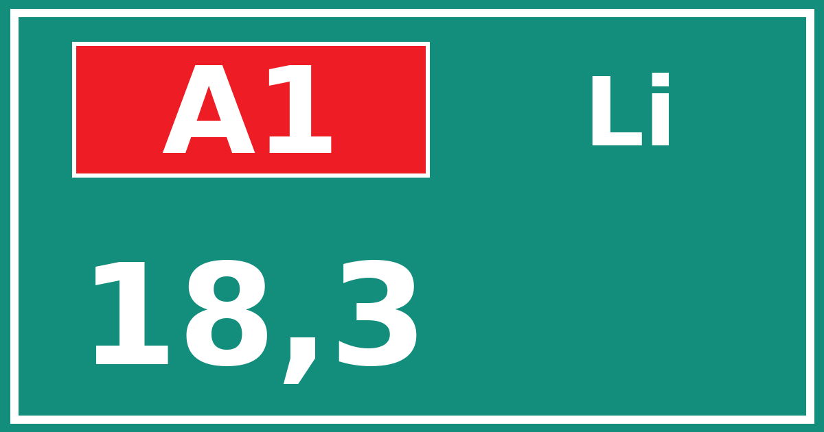 Hectometerbord A1 18,3 zijde Li