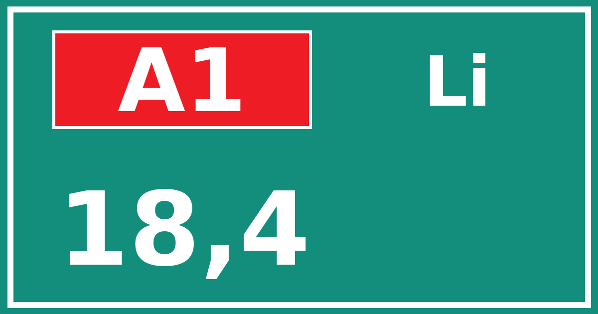 Hectometerbord A1 18,4 zijde Li