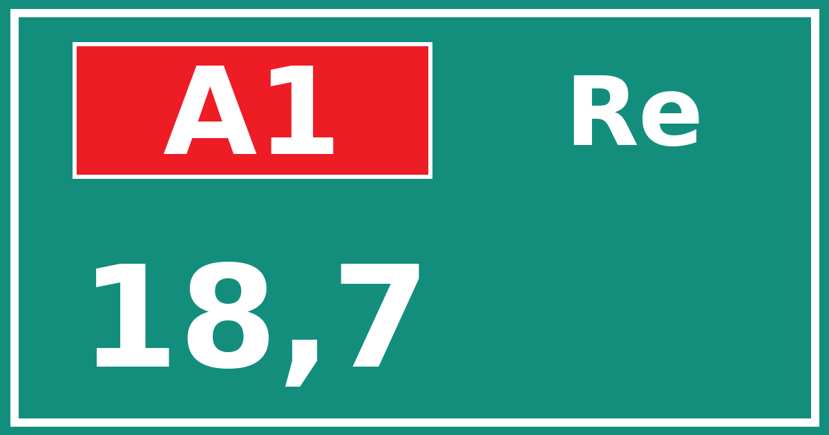 Hectometerbord A1 18,7 zijde Re