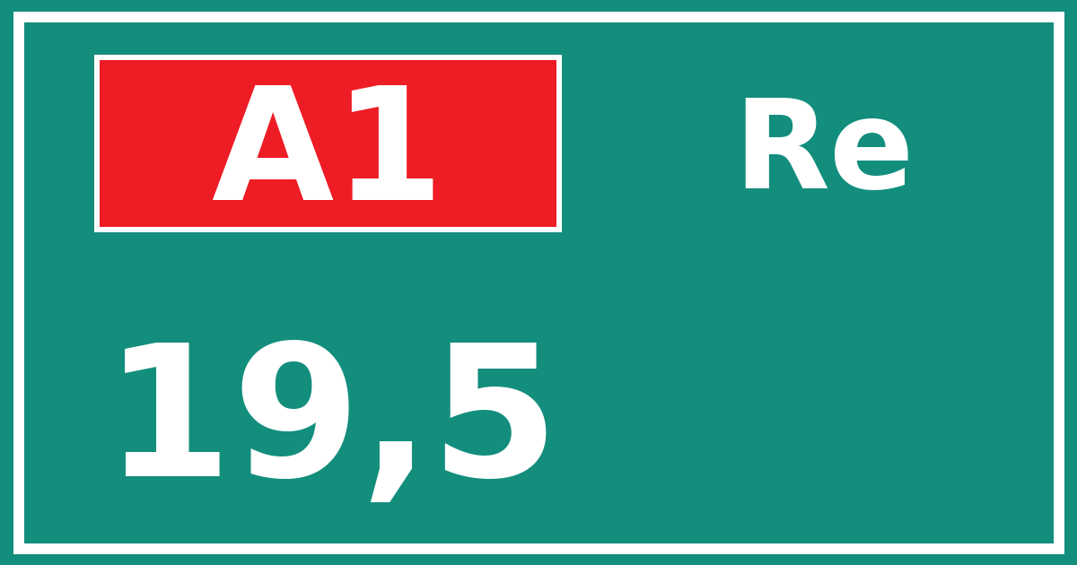 Hectometerbord A1 19,5 zijde Re