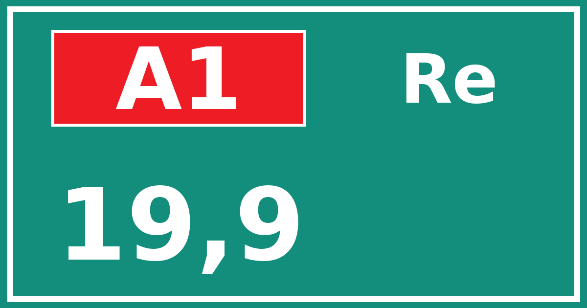 Hectometerbord A1 19,9 zijde Re