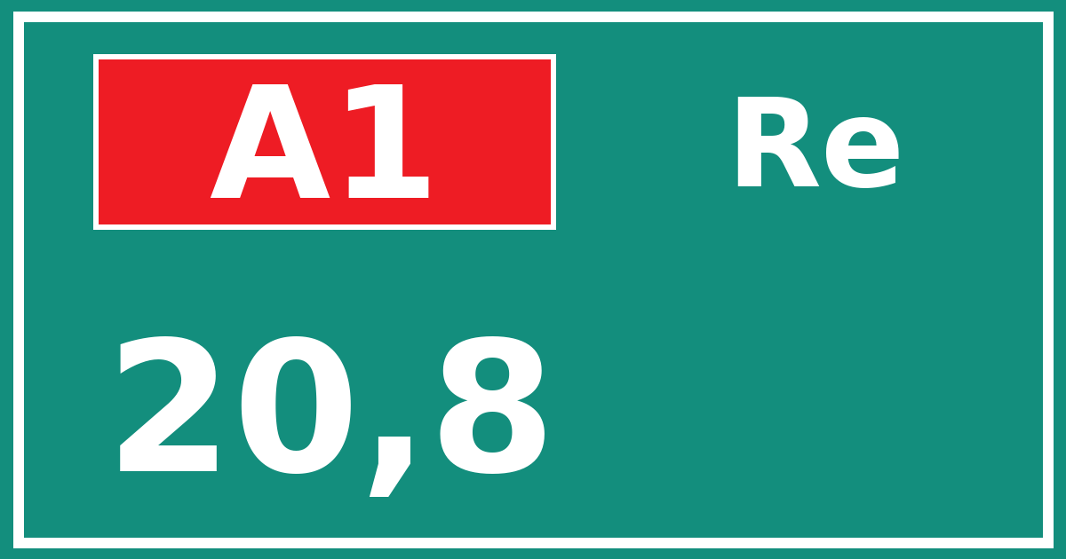 Hectometerbord A1 20,8 zijde Re