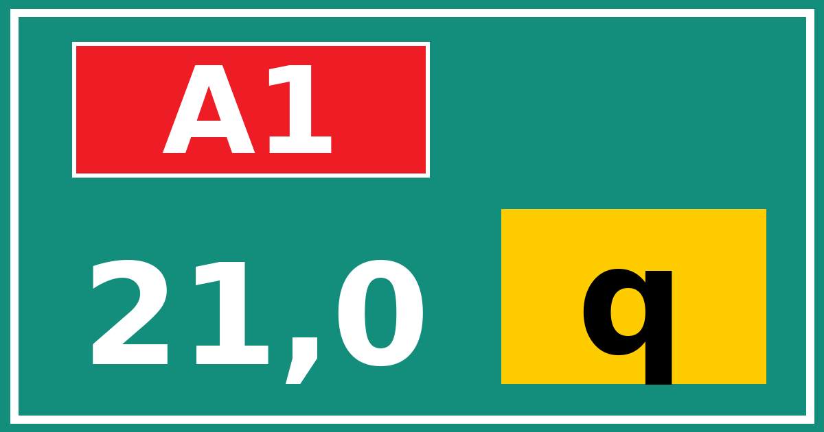 Hectometerbord A1 21,0 letter q