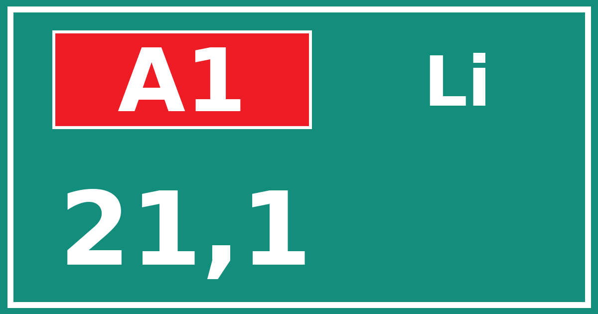 Hectometerbord A1 21,1 zijde Li