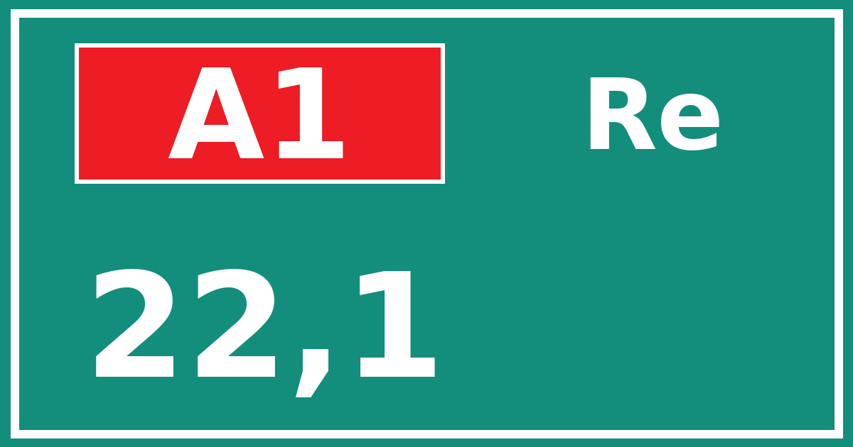 Hectometerbord A1 22,1 zijde Re