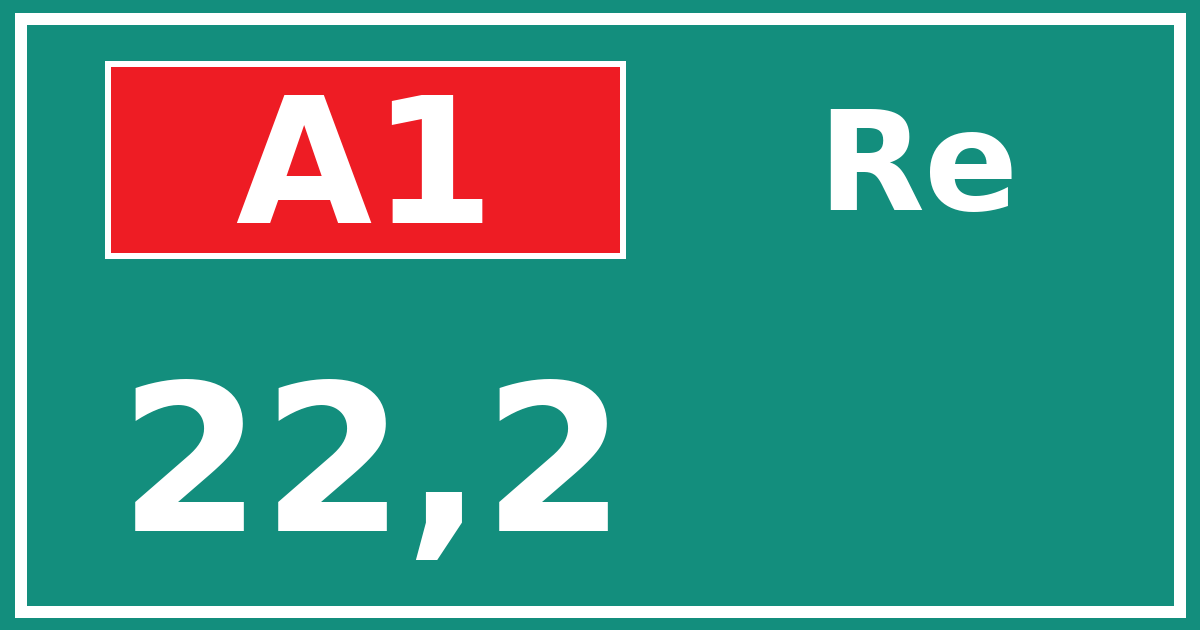 Hectometerbord A1 22,2 zijde Re